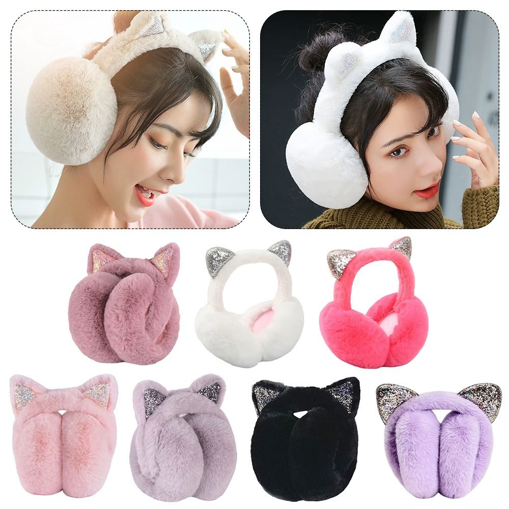 Earmuffs Foldable - かわいいウサギのデザイン動物の耳耳当て帽子カエル動物スタイル折りたたみデザインビーニーキャップ漫画のパターン厚みのある耳カバー
