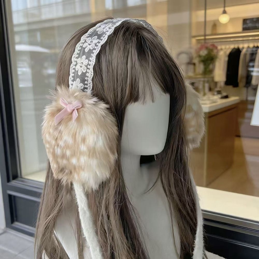 Earmuffs Foldable - 柔らかなイヤーキャップ 冬用イヤーマフ レースデザイン 防風機能 防寒イヤーマフ 折りたたみ式