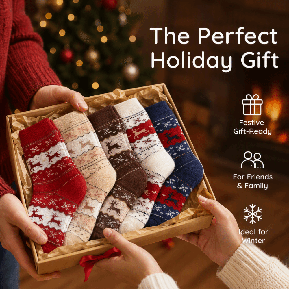 5足組 厚手クリスマス鹿柄ソックス 柔らかく快適な鹿柄ニット - Thermal Sock Wool のレビューと価格