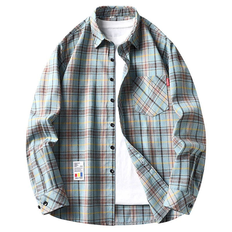 メンズカジュアルチェック柄フランネルボタンシャツ、ターンダウ - Flannel Shirt Lined のレビューと価格